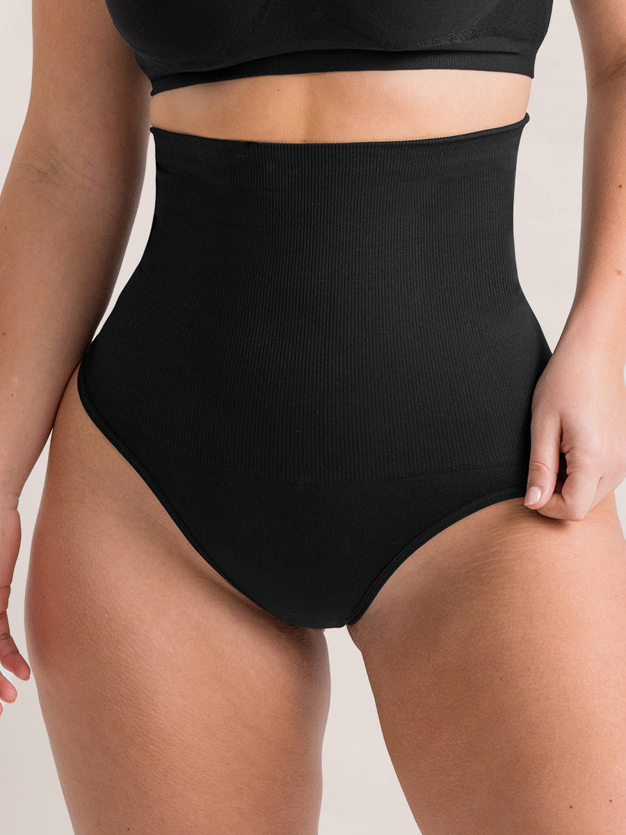 High-Waisted Shaper Thong Black color