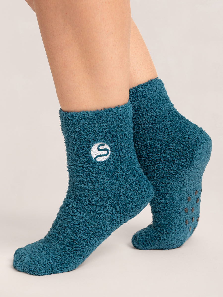 Fuzzy Slipper Socks Blue